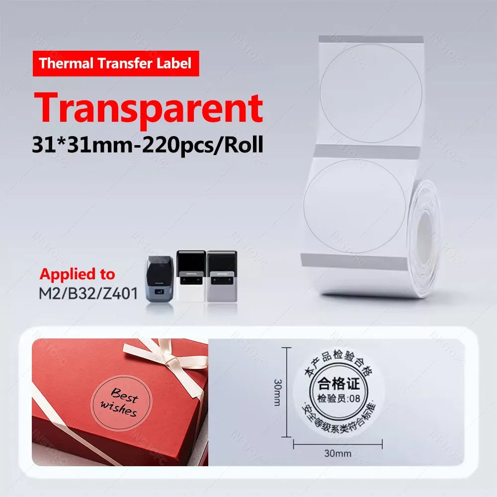 Niimbot M2/M3 Thermal Transfer Labels – White, Clear & Silver