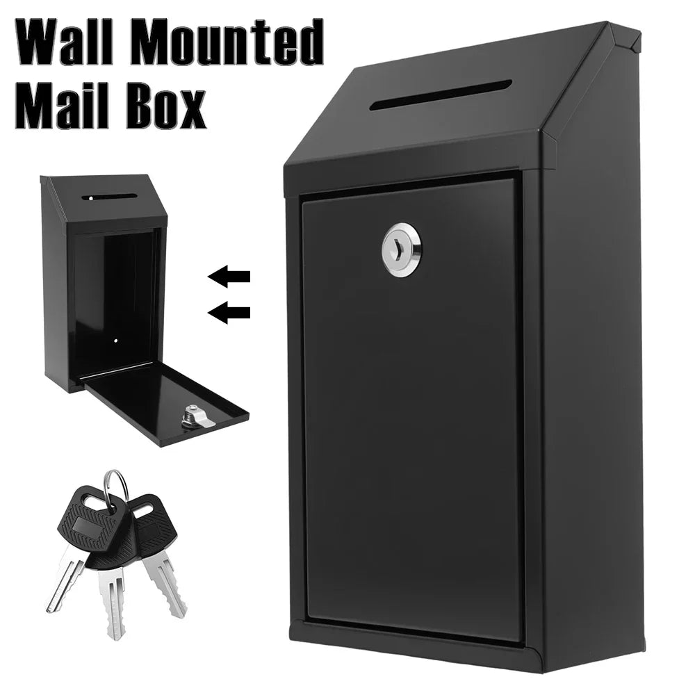 Wall Mounted Metal Lock Box – Secure Cash & Mail Drop Box