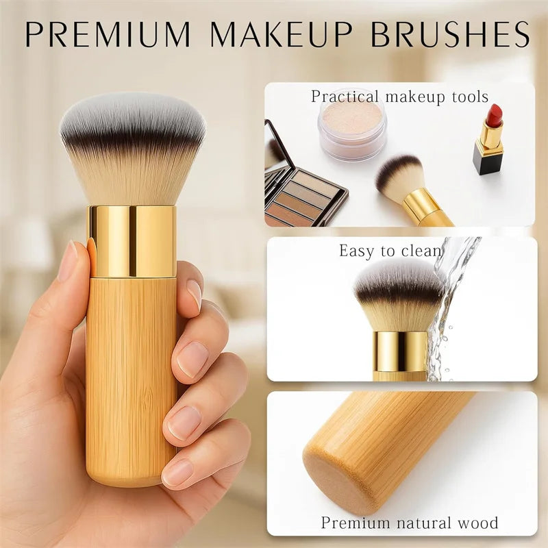 Flat Makeup Brush – Bamboo Handle & Soft Synthetic Bristles