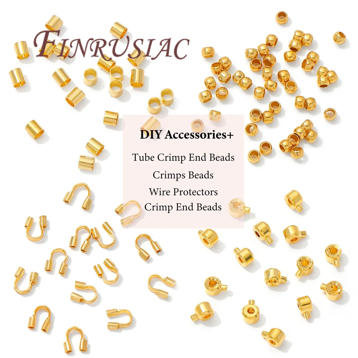 18K Gold Plated Crimp Tube End Beads for Jewelry Making – 100pcs