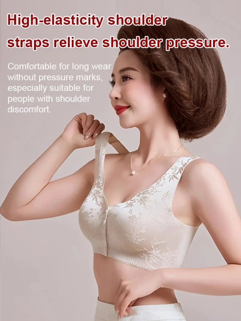 Women's Wire-Free Front Closure Push Up Bra | Jacquard Vest