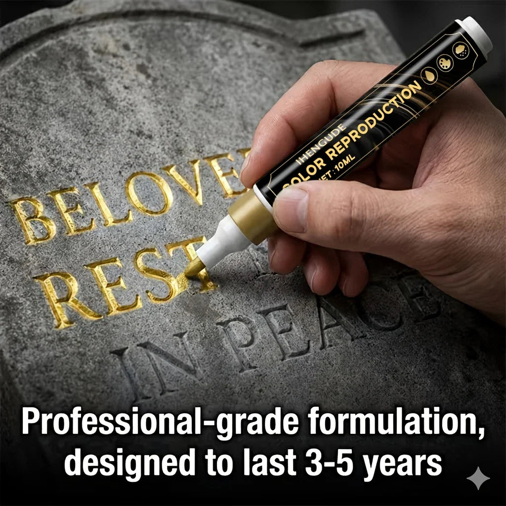 Golden Tombstone Marker Pen – Weather-Resistant Stone Restoration