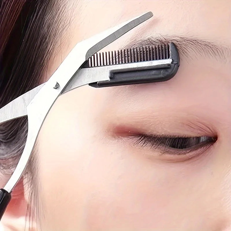 Stainless Steel Eyebrow Scissors with Comb | Precision Grooming