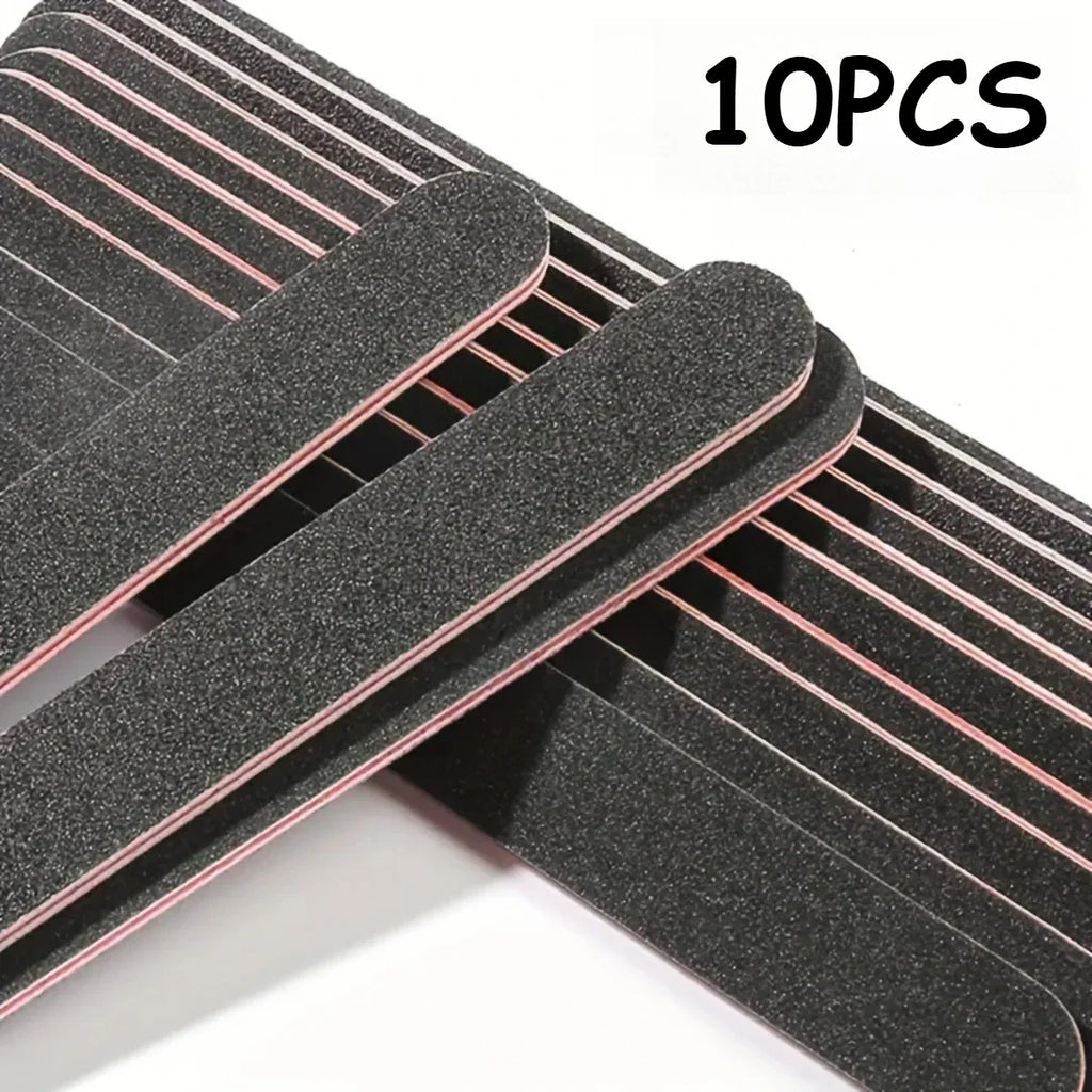 10Pcs Double-Sided Nail File 100/180 Grit Washable Buffer Set