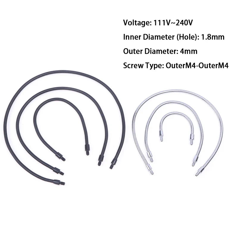 M4 Flexible Gooseneck Microphone Hose – Black & Silver, 10–40cm
