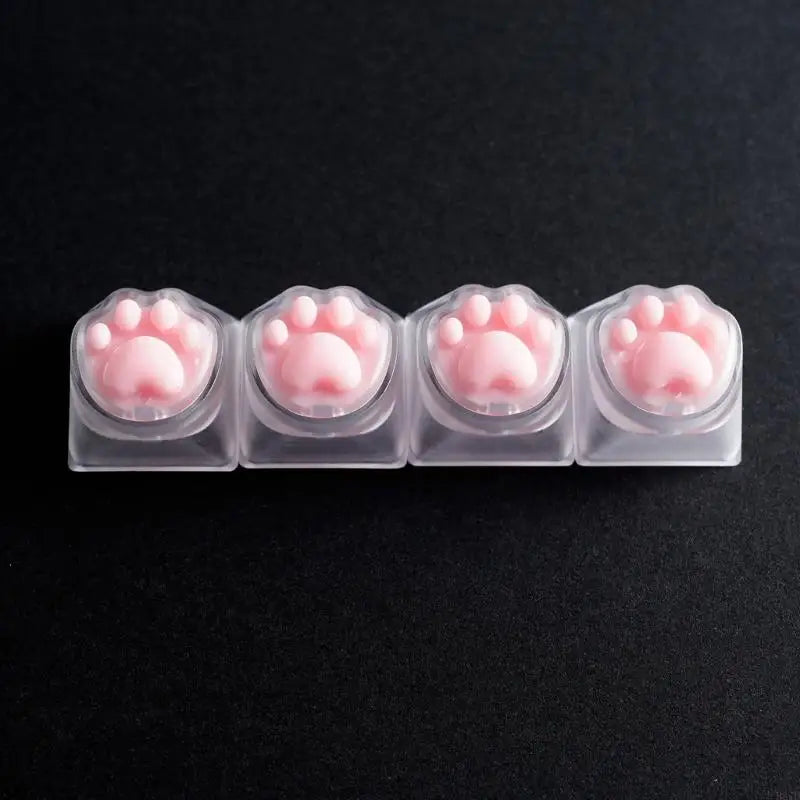 Cat Paw Keycap Set – 4Pc Clear Backlit Accent Caps for Keyboards