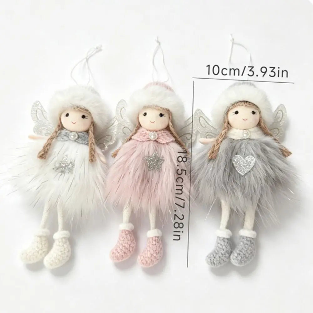 Plush Christmas Angel Ornament – Fluffy Wings Hanging Pendant