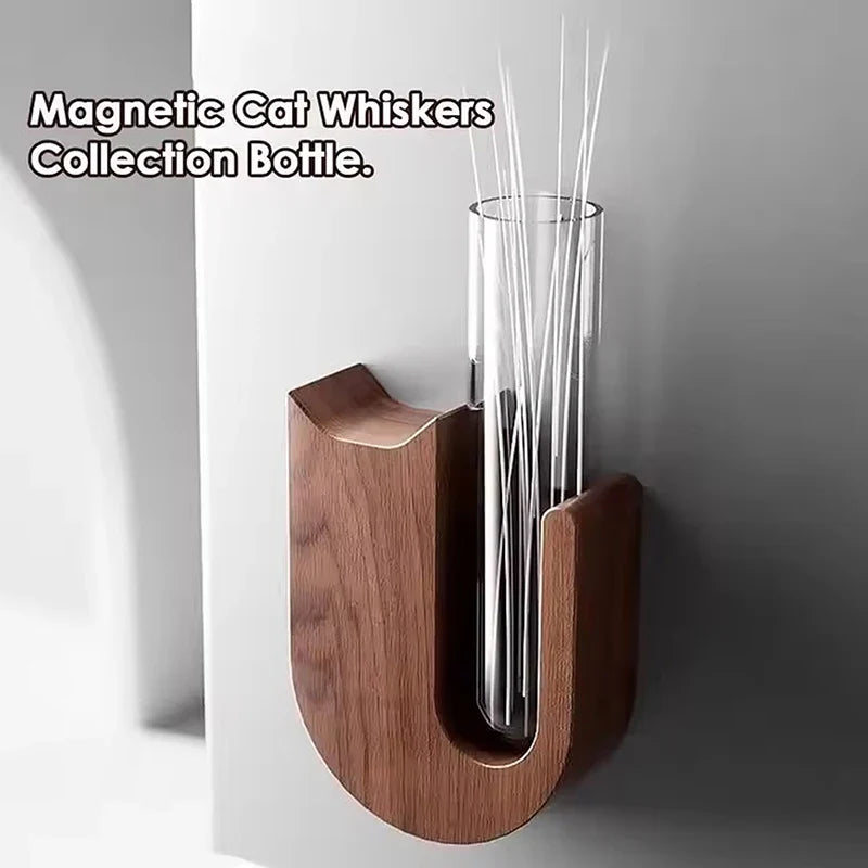 Cat Whisker Vase Fridge Magnet – Wood & Glass Pet Keepsake