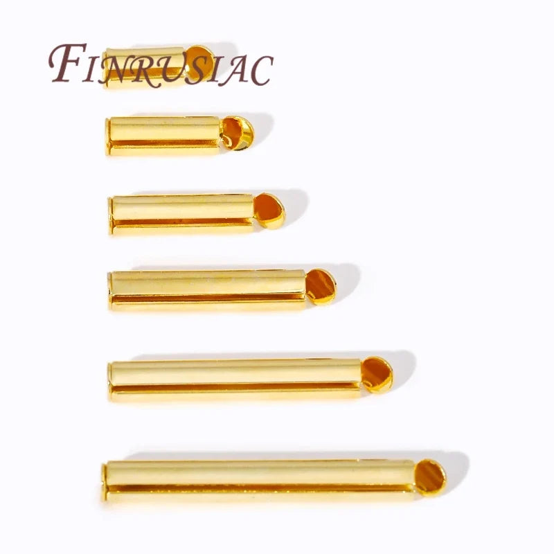 18K Gold Plated Crimp End Beads Slide Clasp Connectors DIY