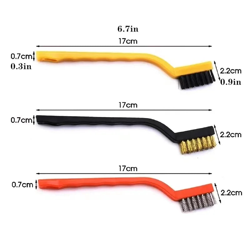 7" Stainless Steel & Brass Wire Brush Set – 3-Piece Cleaning Kit