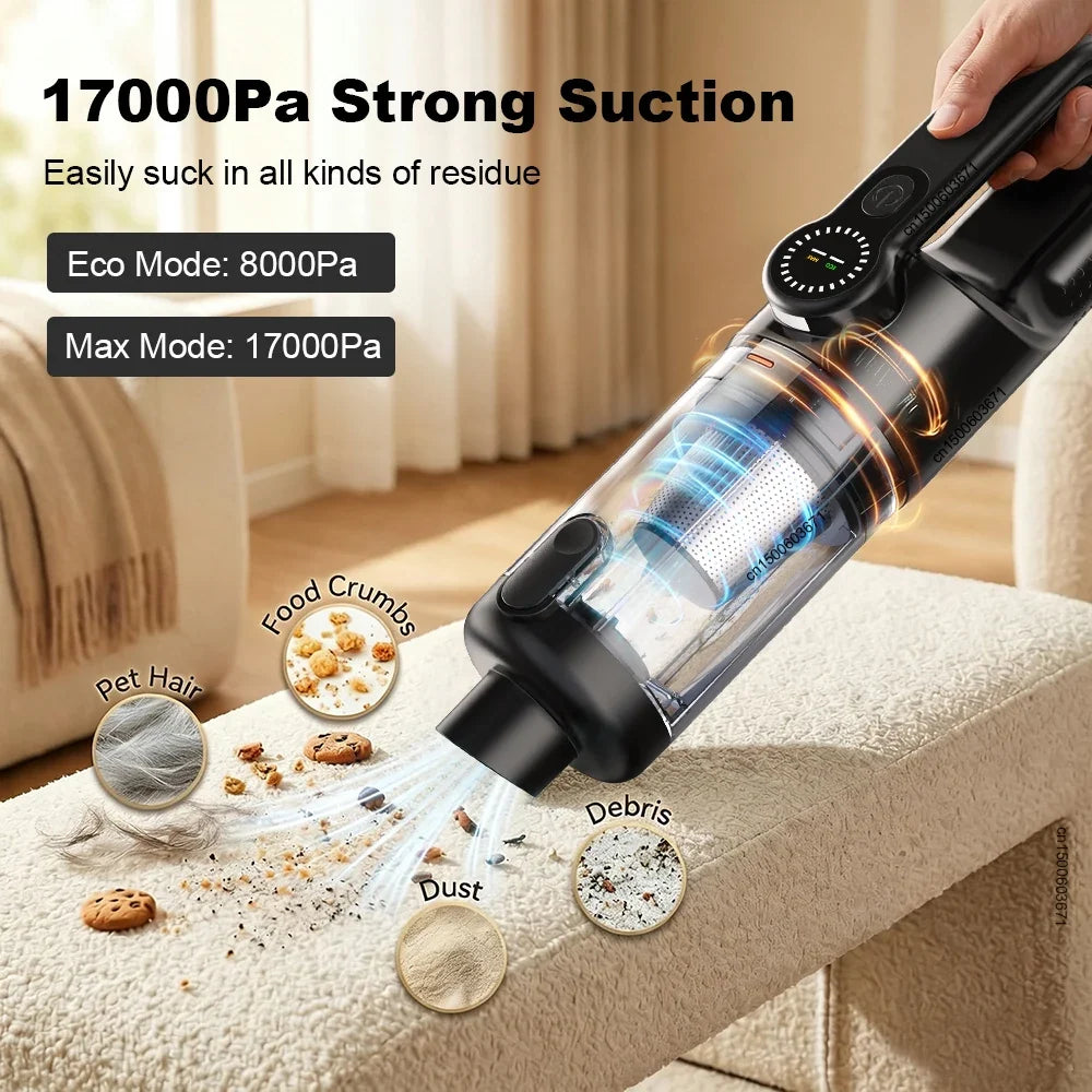 Raugee Cordless Handheld Vacuum 17000Pa – Car & Home, 6 Attachments