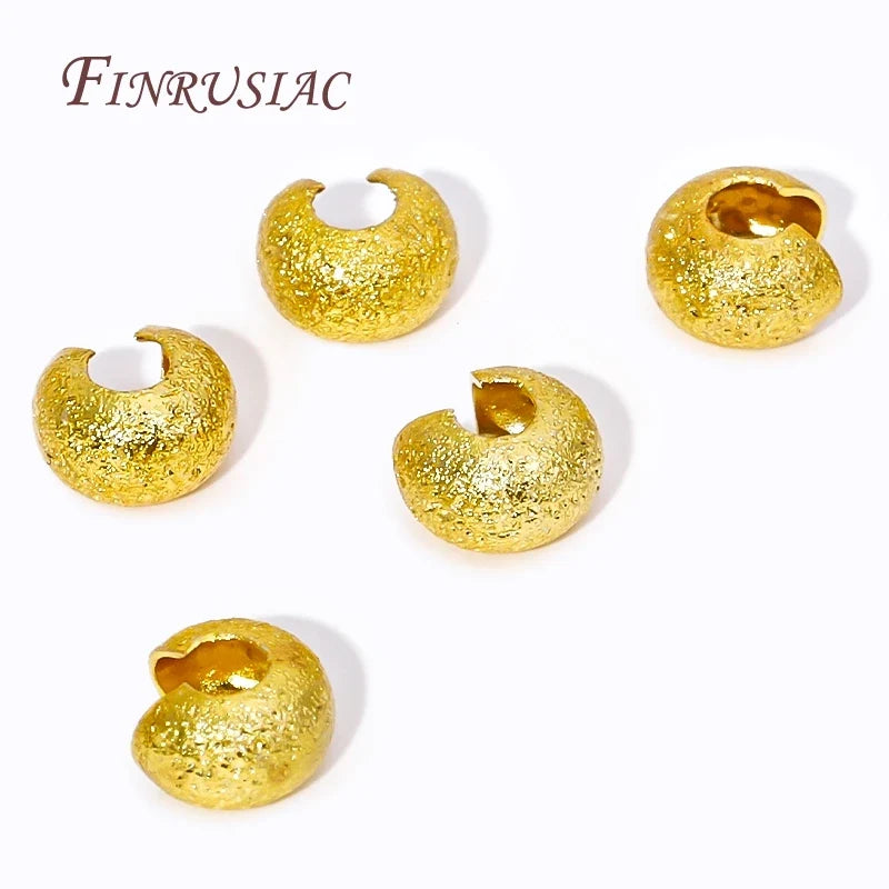 18K Gold Plated Crimp Bead Covers 3mm 4mm | 50/100 Pcs DIY