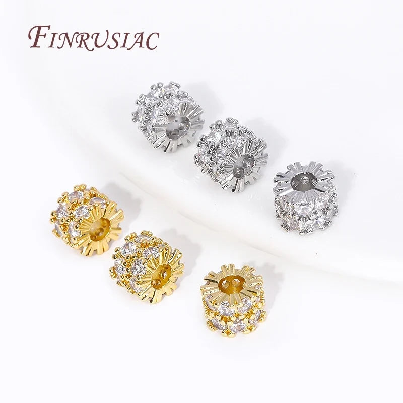 18K Gold Plated Zircon Round Spacer Beads – DIY Jewelry Making