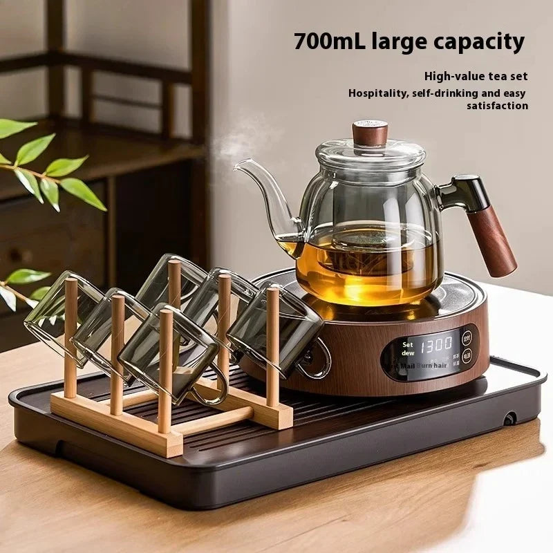Glass Tea Pot with Pull-Filter – Heat-Resistant Brewing Kettle