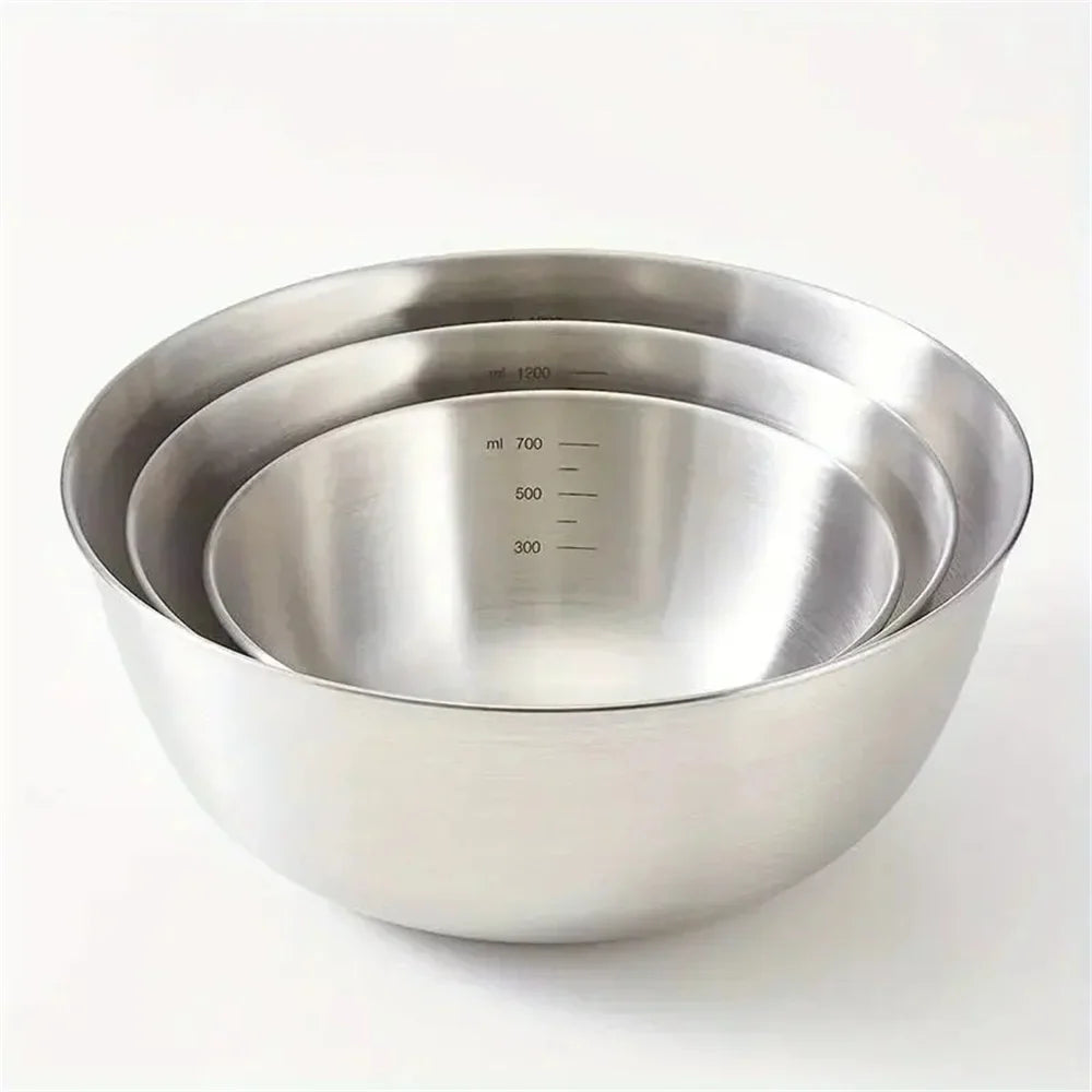 Stainless Steel Mixing Bowl Set with Scale – 1-3 Pcs