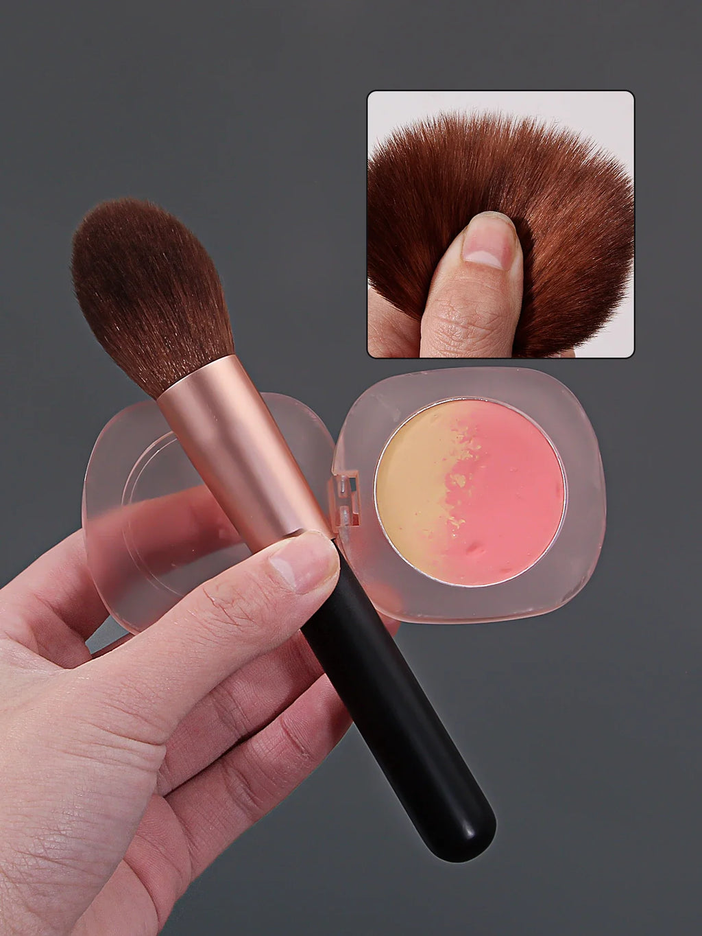Rose Gold Fluffy Makeup Brush – Powder, Blush & More