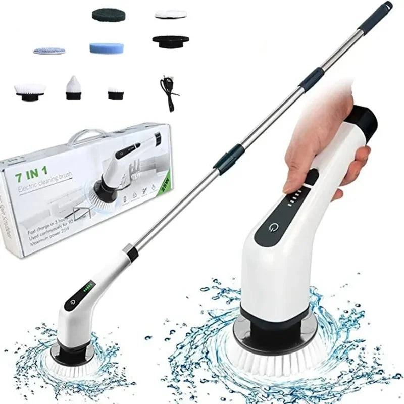 Electric Cleaning Brush Set | Telescopic Rod, Waterproof