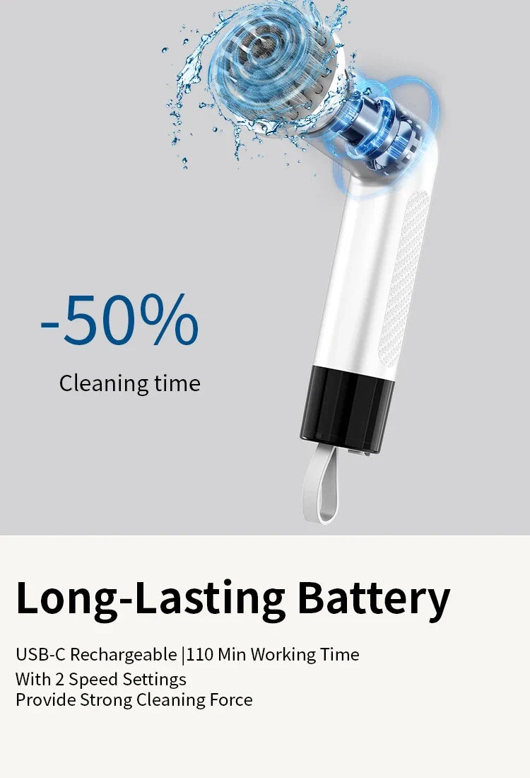 S3 4-in-1 Cordless Electric Spin Scrubber | Battery Display