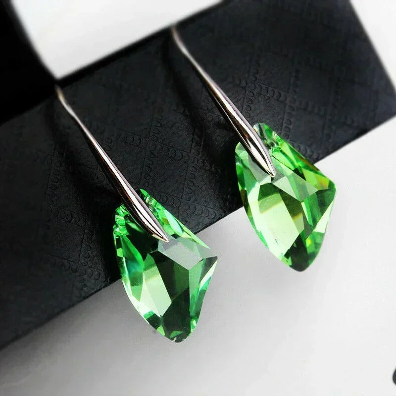 Women's Silver Crystal Teardrop Hook Drop Earrings | Gift