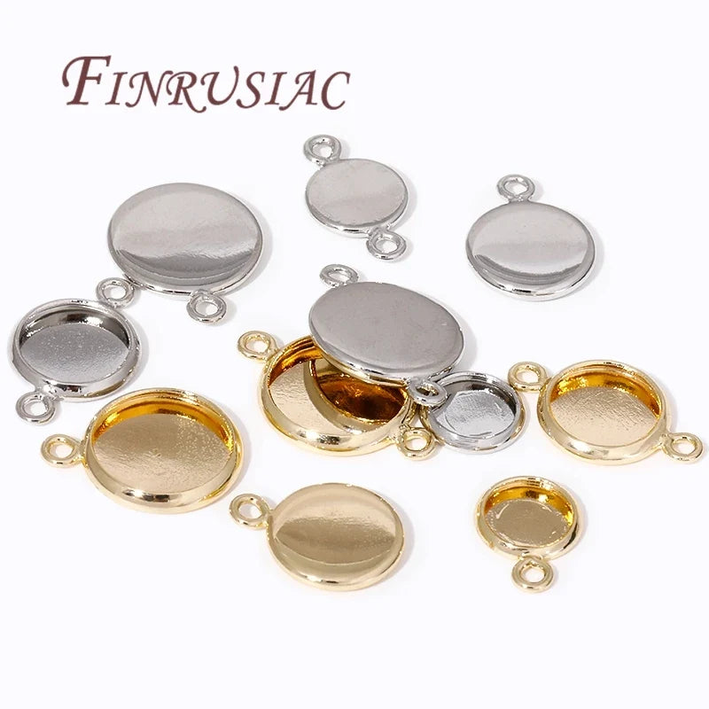 Gold-Plated Cabochon Bezel Blank Trays 6/8/10mm | DIY Jewelry