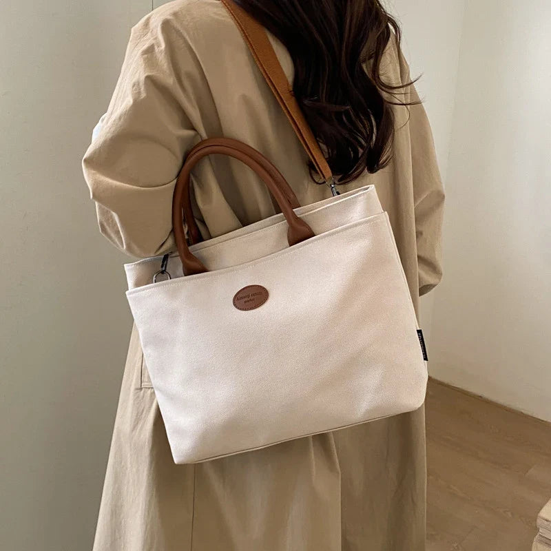 Oversized Canvas Tote Bag – Foldable Women's College Bookbag