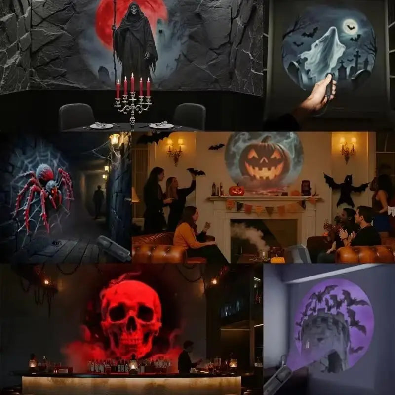 LED Halloween Projection Lamp – 6 Patterns, USB Powered