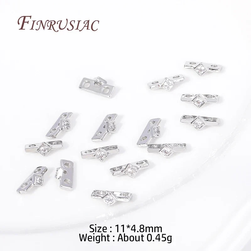 18K Gold Plated Zircon Flower Spacer Bars 2/3 Hole | DIY Jewelry