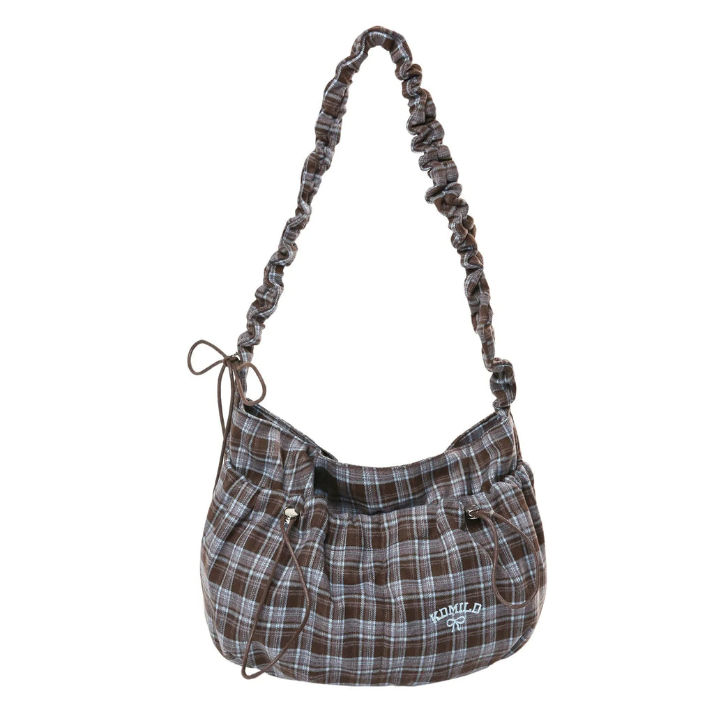 Vintage Plaid Crossbody Bag – Large Capacity Women's Shoulder Bag