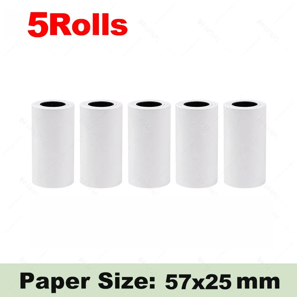 Thermal Paper Rolls 57x25mm for Mini Pocket Printers – 5/10 Pack