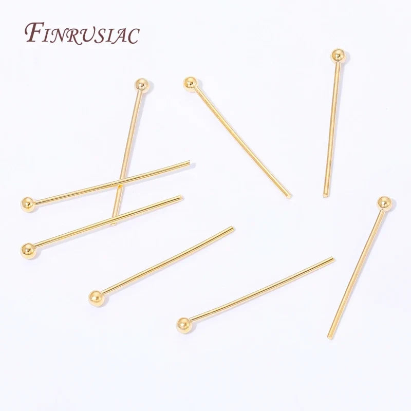 18K Gold Plated Ball Head Pins – Long Stem Beading Pins