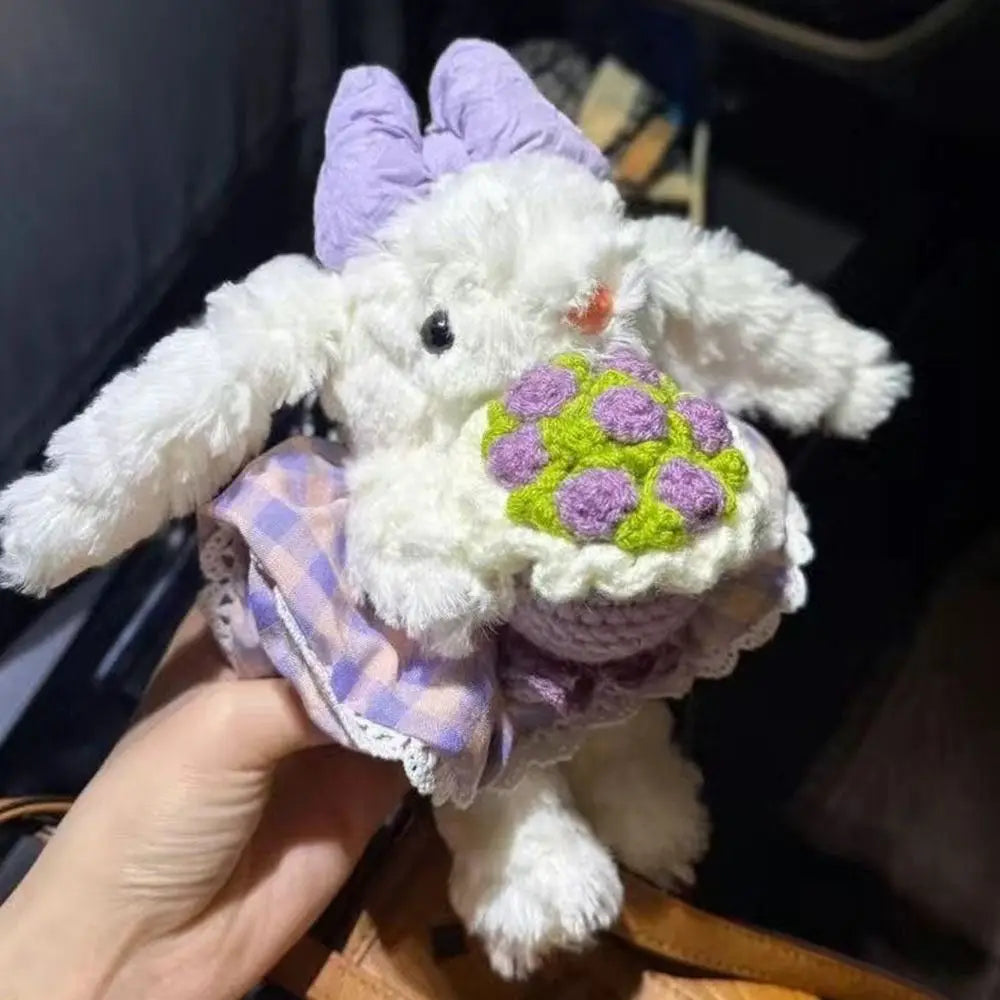 Plush Lop Ear Rabbit Doll Pendant | Bowknot Stuffed Bunny Charm