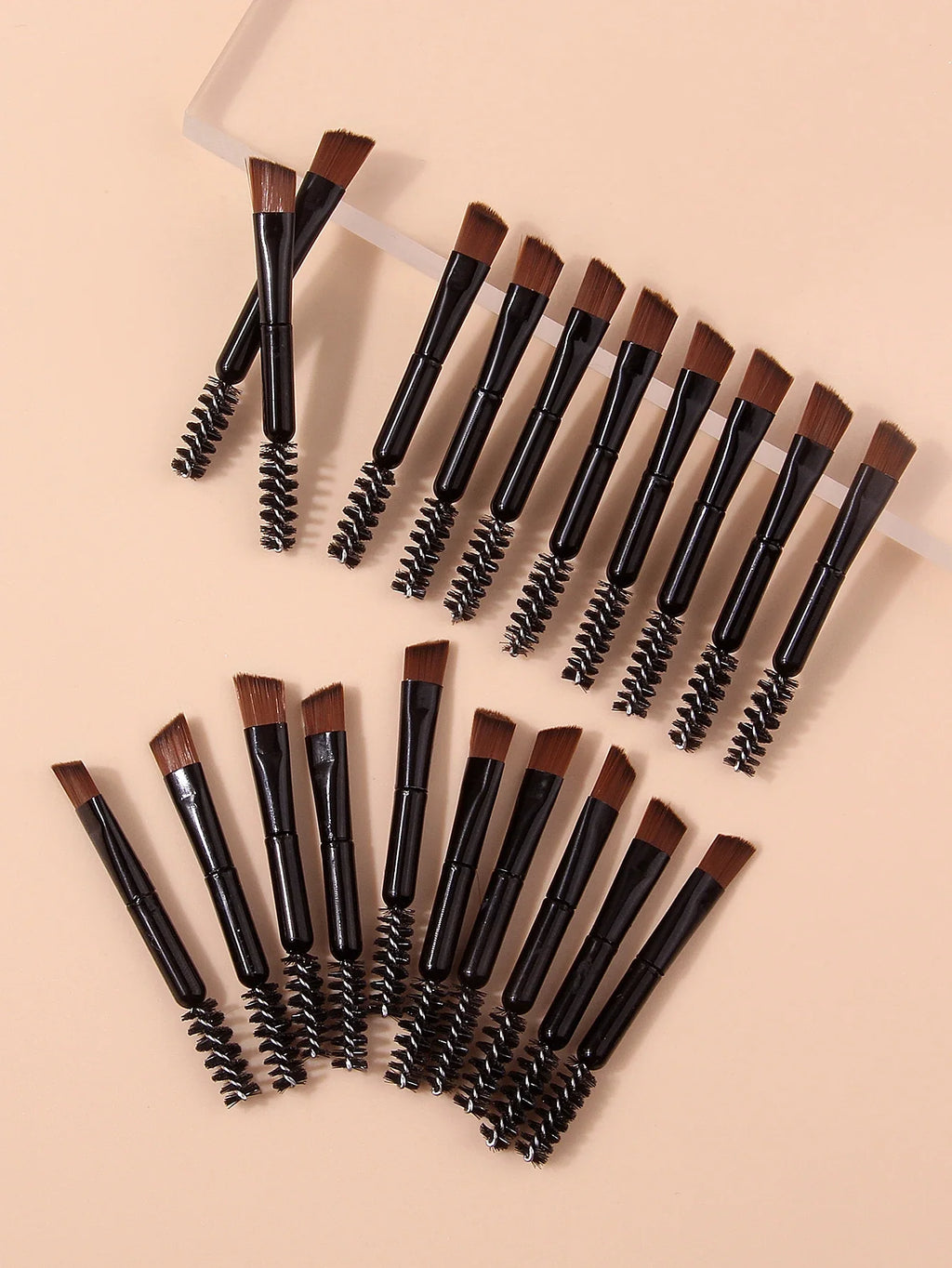 20Pcs Double-Ended Eyebrow Brush & Spoolie Lash Comb Set
