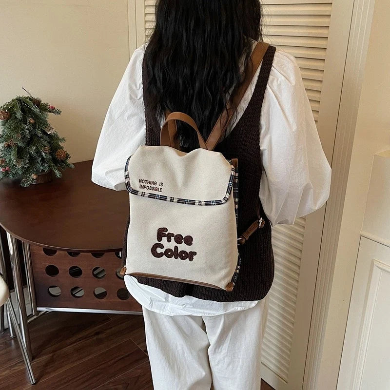 Korean Cartoon Canvas Backpack – Lightweight Student School Bag