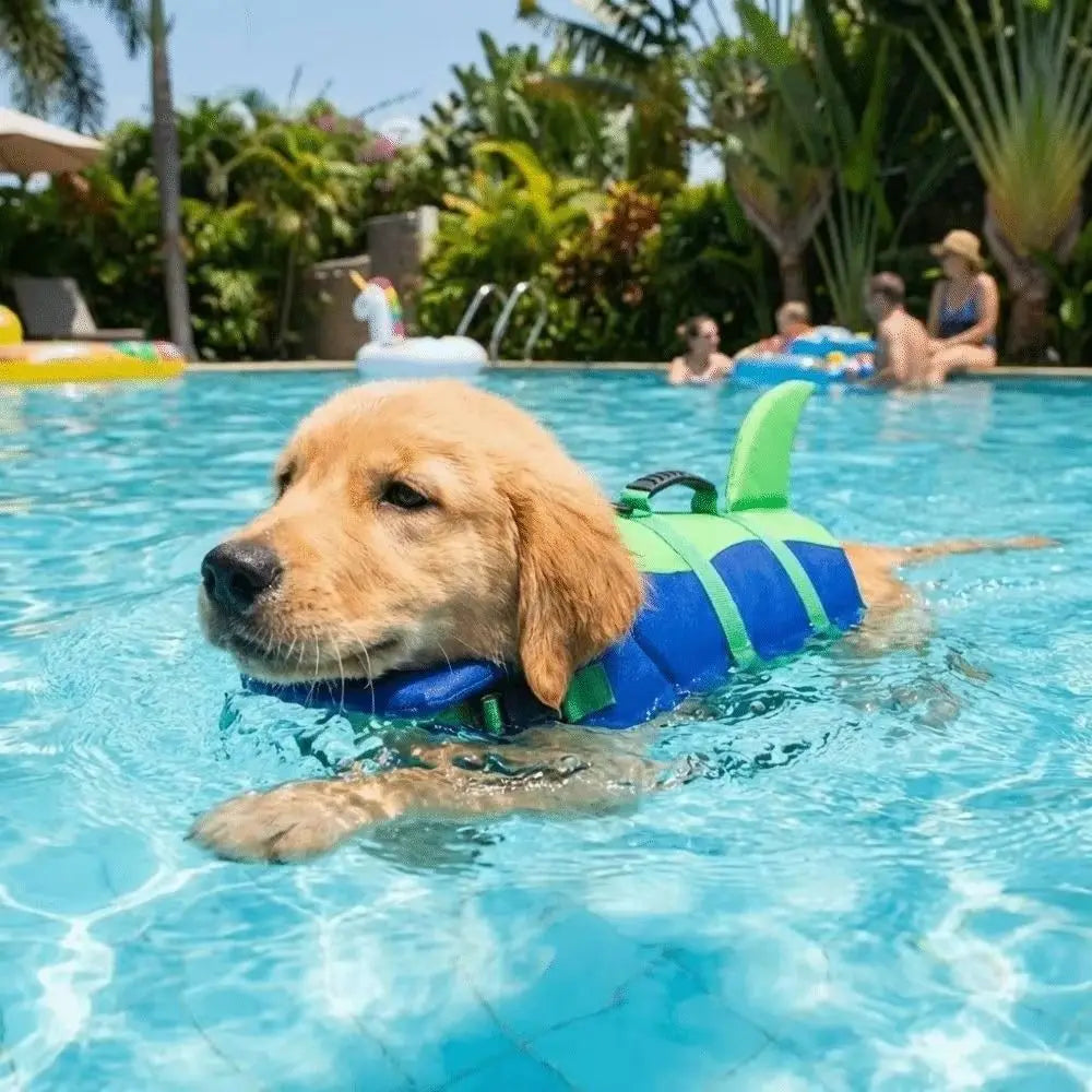 Shark Shape Dog Life Jacket – Buoyancy Swim Vest XS–XXL