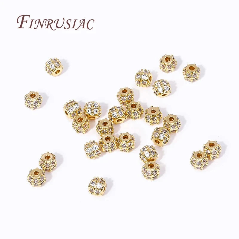 18K Gold Plated Zircon Round Spacer Beads – DIY Jewelry Making