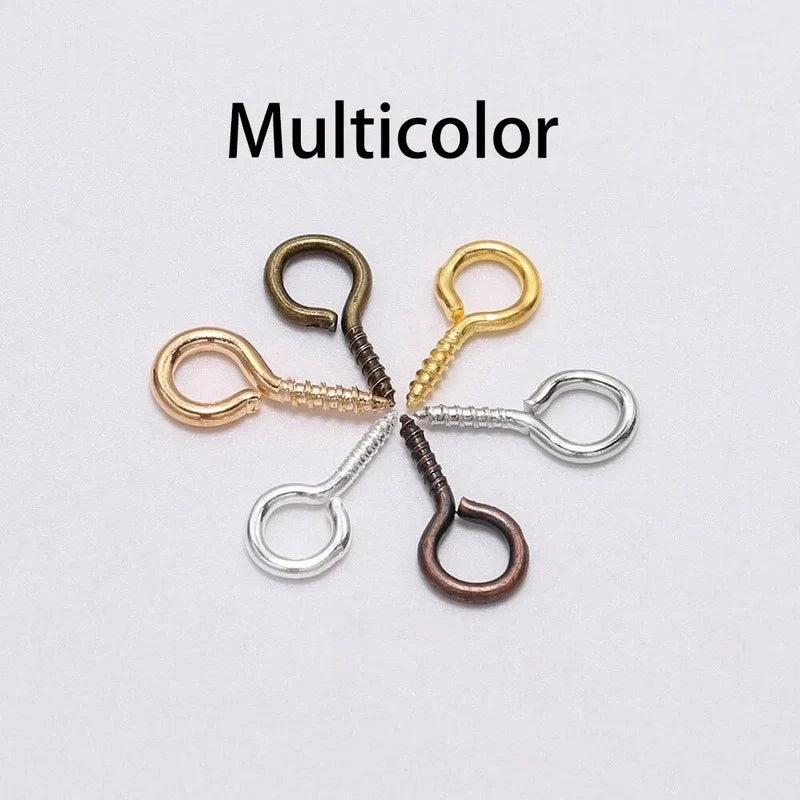 100pcs Mini Screw Eye Pins Eyelets Gold Silver Jewelry Findings DIY