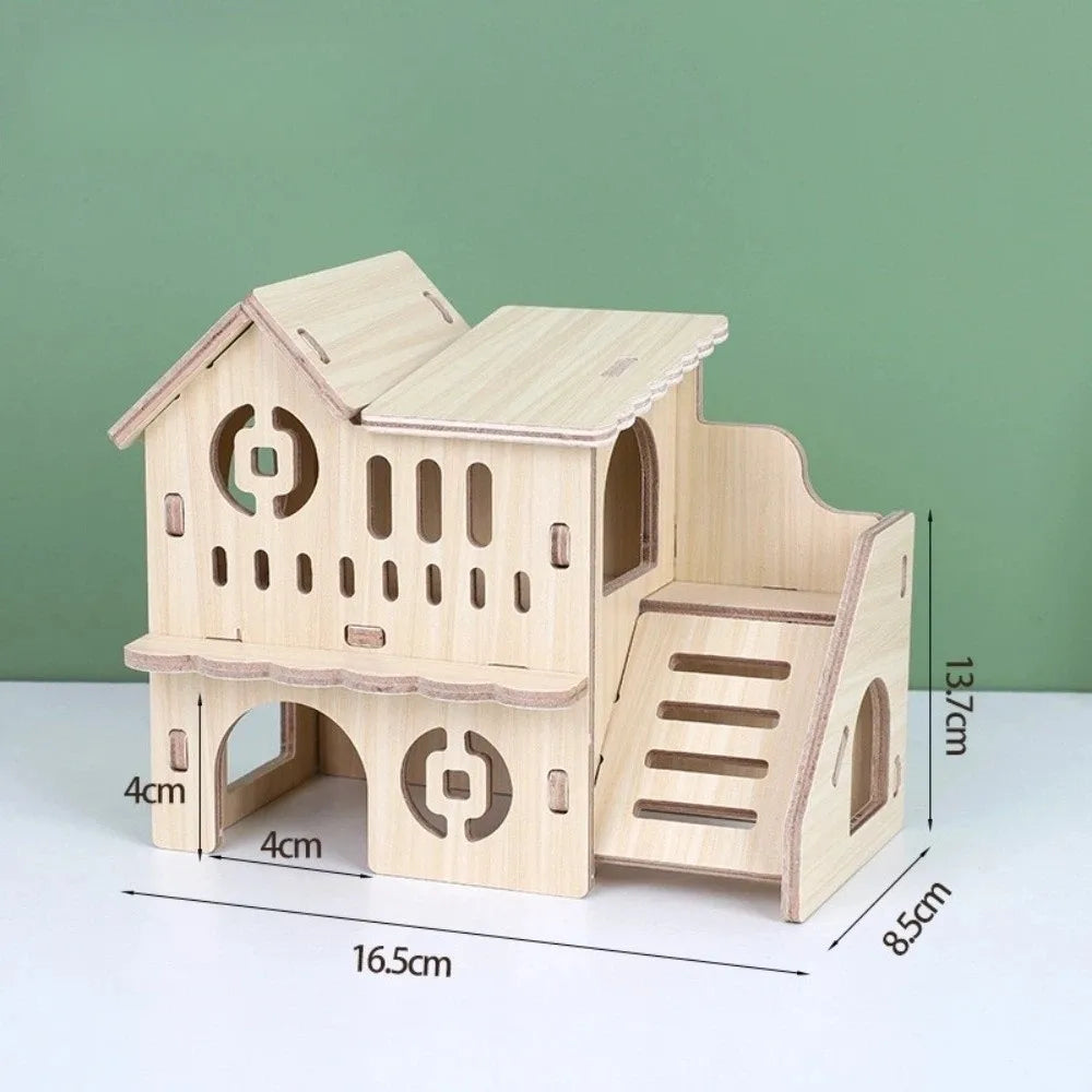 Wooden Hamster Villa Seesaw Swing Climbing Cage Toy