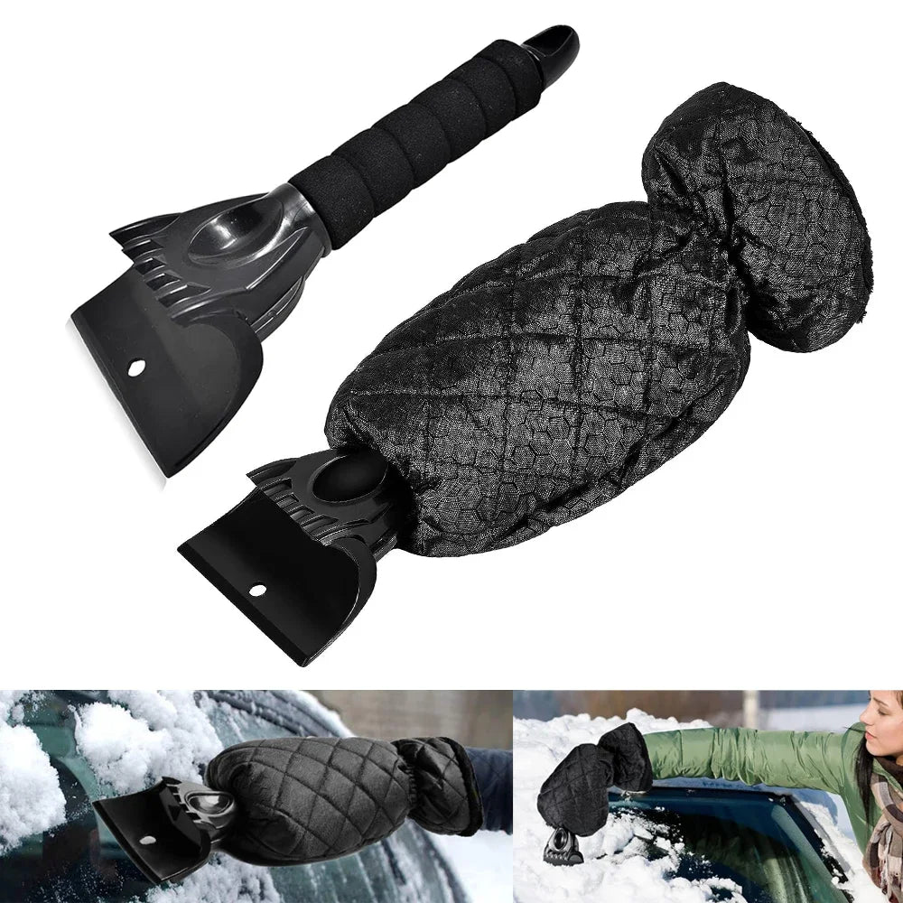 2-in-1 Car Ice Scraper Mitt | Waterproof Windshield Snow Tool