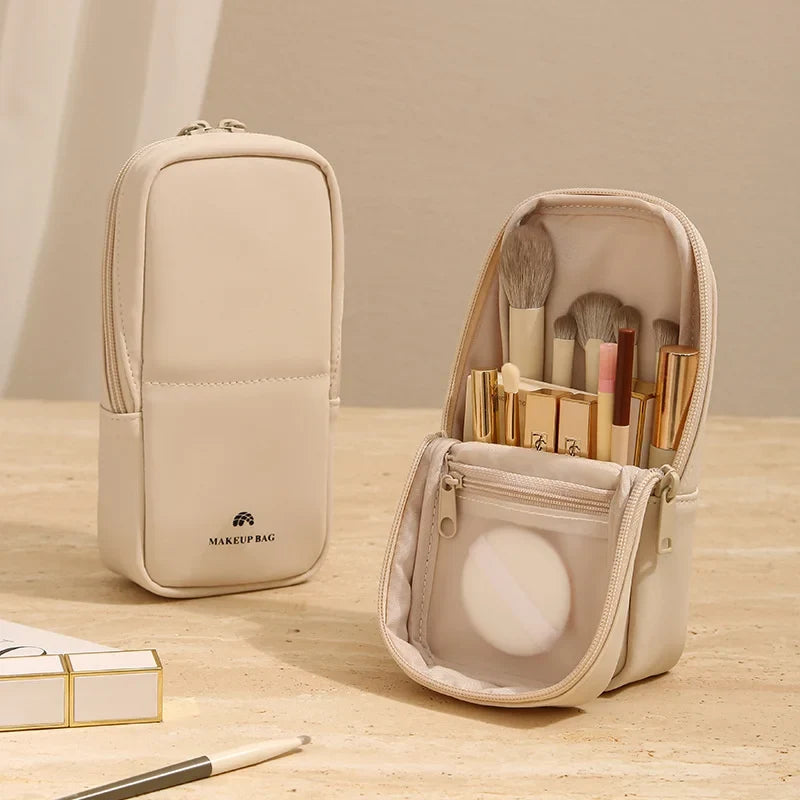 Stand-Up Makeup Brush Bag | Multi-Compartment Travel Organizer