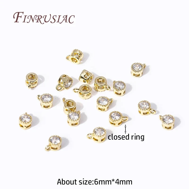 18K Gold Plated Zircon Round Charm Pendants | DIY Jewelry