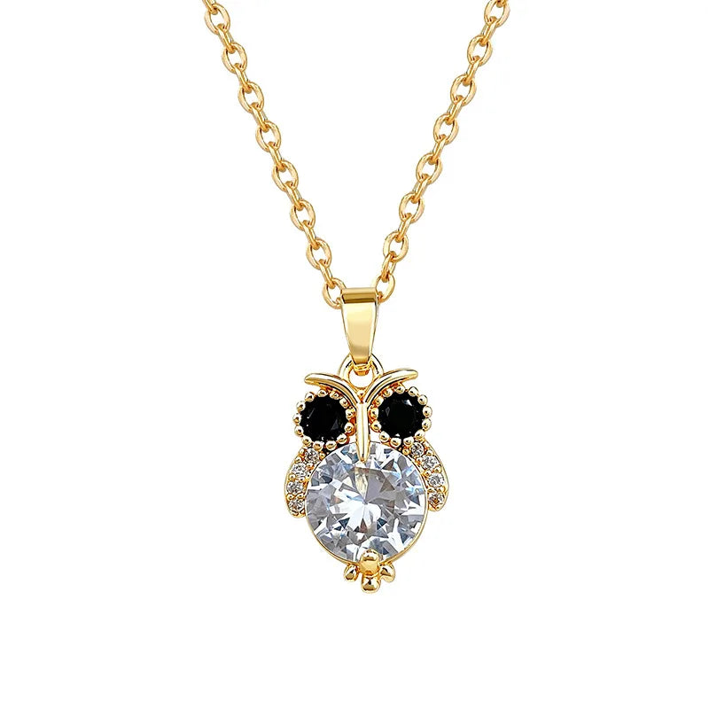 Women's Gold Owl Pendant Necklace – Copper & Stainless Steel