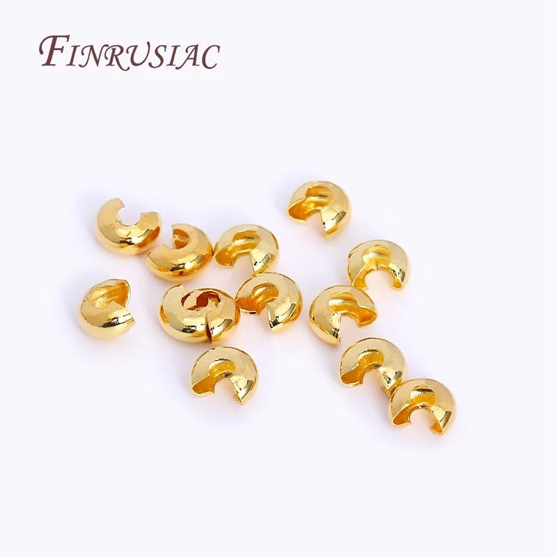 18K Gold Plated Crimp Bead Covers 3mm 4mm | DIY Jewelry Findings