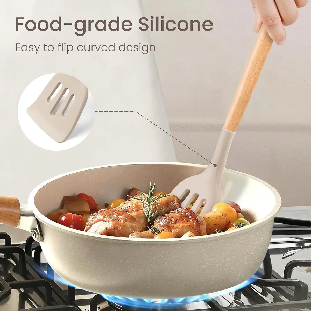 24-Piece Silicone Kitchen Utensil Set – Wooden Handles
