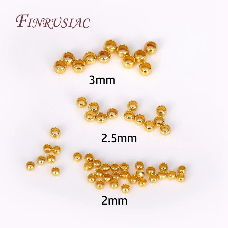 100pcs 18K Gold Plated Crimp End Beads 2mm 2.5mm 3mm – DIY