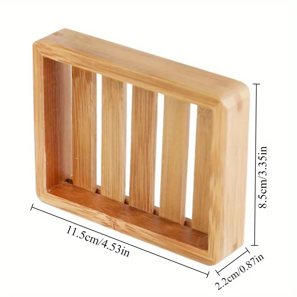 Natural Bamboo Soap Dish Tray Holder – Sky Blue Bathroom Organizer