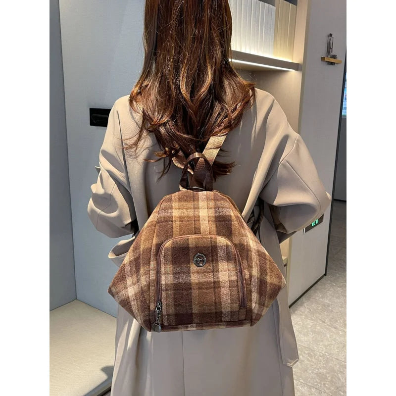 Nixie Women's Plaid Multifunctional Backpack & Crossbody Bag