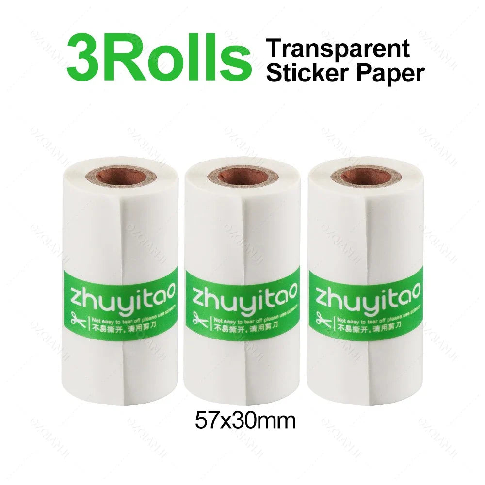 Transparent Thermal Label Paper Rolls for 57/58mm Mini Printers