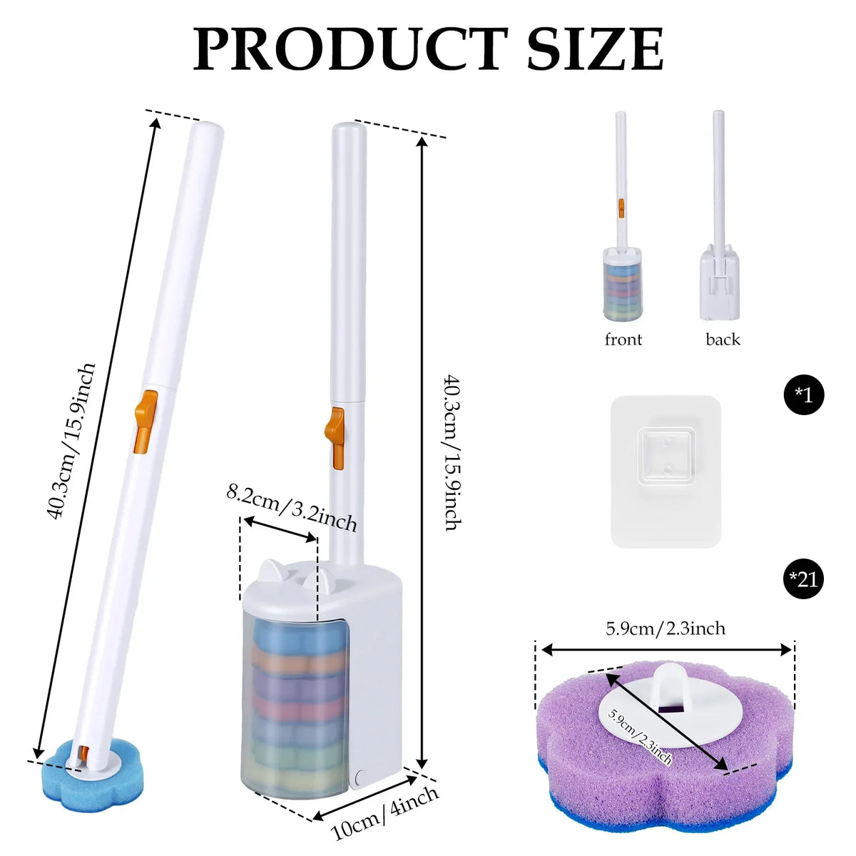 Toilet Brush Kit – 21 Disposable Heads & Wall Mount Holder