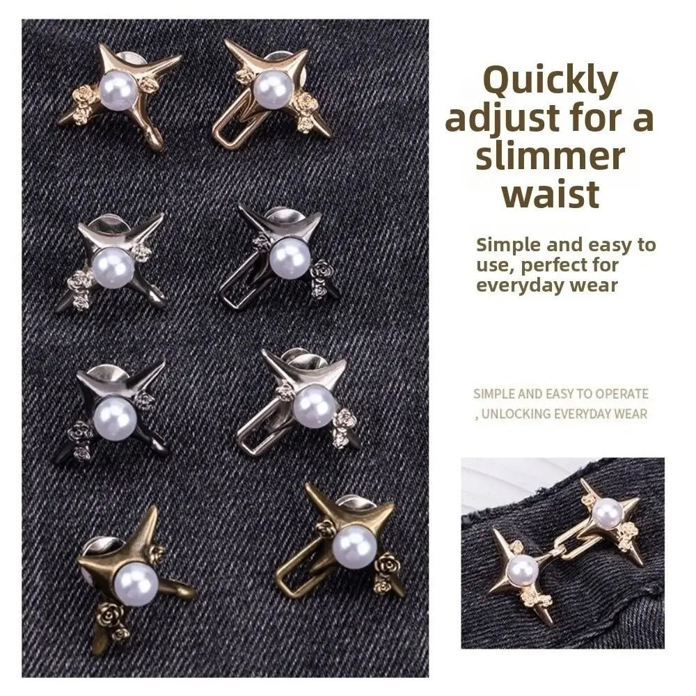 Pearl Waist Cinch Buckle – No-Sew Adjustable Jean Button