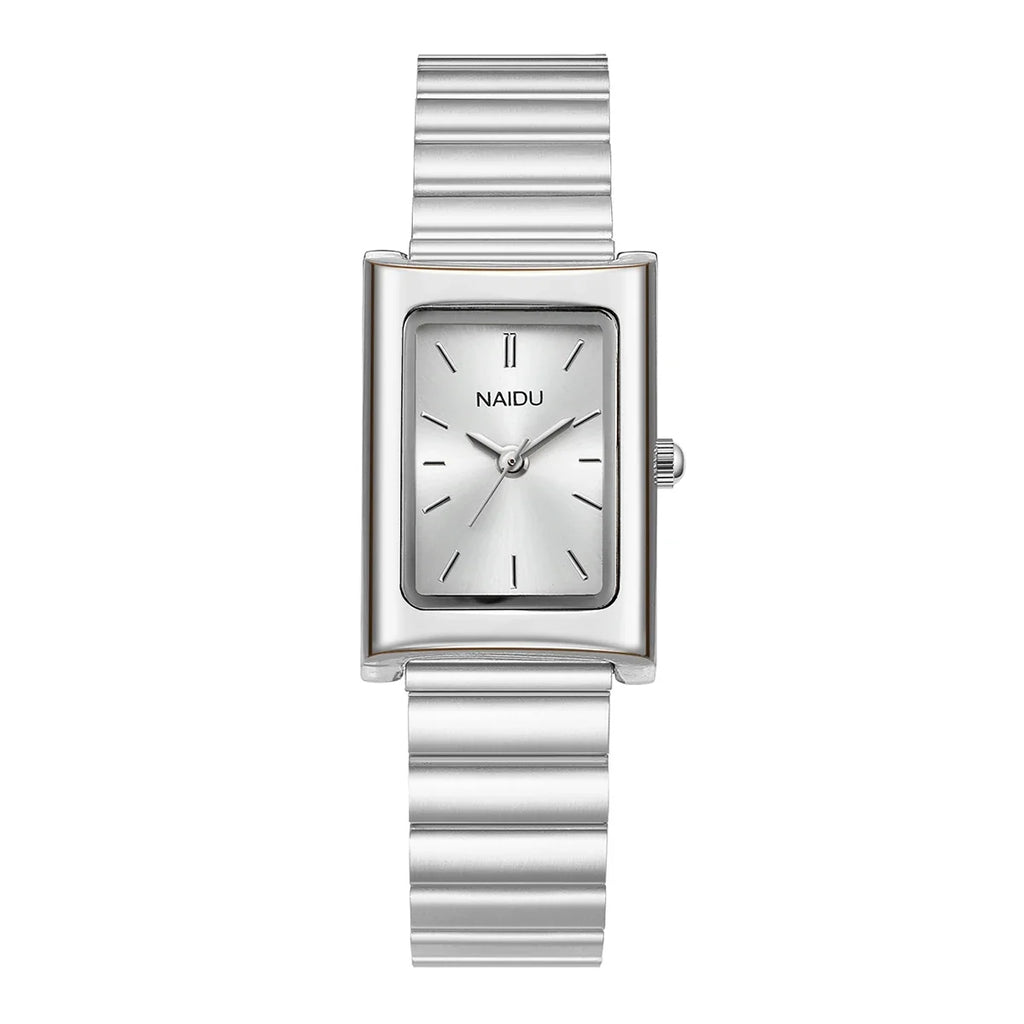 Women's Vintage Rectangular Quartz Watch – Steel Strap Retro